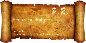 Preszler Róbert névjegykártya